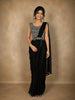 Black Heavy Sequins and Beads Embroidered Design Georgette Ready To Wear Saree with Belt