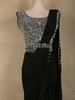 Black Heavy Sequins and Beads Embroidered Design Georgette Ready To Wear Saree with Belt