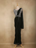Black Heavy Sequins and Beads Embroidered Design Georgette Ready To Wear Saree with Belt