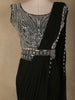 Black Heavy Sequins and Beads Embroidered Design Georgette Ready To Wear Saree with Belt
