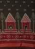 Black Ikat Design Mixed Cotton Saree with Contrast Maroon Border