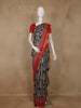 Black Kalamkari Printed Cotton Saree with Contrast Red Border