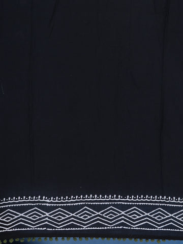 Black Leaf Printed Cotton Saree - Diadem