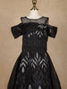 Black Leaf Sequins Design Party Wear Gown For Girls