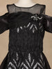 Black Leaf Sequins Design Party Wear Gown For Girls
