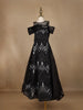 Black Leaf Sequins Design Party Wear Gown For Girls
