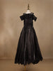 Black Leaf Sequins Design Party Wear Gown For Girls