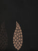 Black Leaf Woven Design Cotton Saree with Self Border