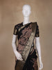 Black Madhubani Printed Chanderi Cotton Saree with Zari Border