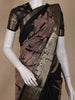 Black Madhubani Printed Chanderi Cotton Saree with Zari Border