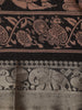Black Madhubani Printed Chanderi Cotton Saree with Zari Border