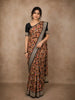 Black Multi-Color Abstract Printed Design Pure Tussar Saree with Contrast Zari Border