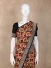 Black Multi-Color Abstract Printed Design Pure Tussar Saree with Contrast Zari Border