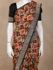 Black Multi-Color Abstract Printed Design Pure Tussar Saree with Contrast Zari Border