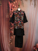 Black Multicolor Floral Embroidered Jacket Silk Kurta Set for Boys
