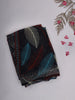 Black Multicolor Leaf Printed Chiffon Saree with Stone Embellished Border