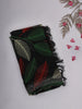 Black Multicolor Leaf Printed Chiffon Saree with Stone Embellished Border
