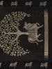 Black Obstacle Design Woven Semi Tussar Saree