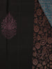 Black Paisley And Birds Motif Woven Design Pure Kanchipuram Silk Saree