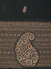 Black Paisley Butta Woven Design Cotton Saree with Self Border