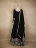 Black Paisley Design Semi Silk Gown with Dupatta
