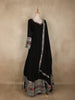Black Paisley Design Semi Silk Gown with Dupatta