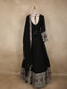 Black Paisley Design Semi Silk Gown with Dupatta