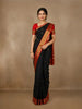 Black Paisley Designed Silk Saree
