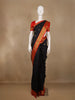 Black Paisley Designed Silk Saree