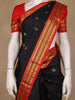 Black Paisley Designed Silk Saree