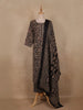 Black Paisley Printed Cotton Straight Cut Salwar Suit with Printed Dupatta