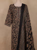 Black Paisley Printed Cotton Straight Cut Salwar Suit with Printed Dupatta