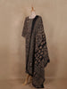 Black Paisley Printed Cotton Straight Cut Salwar Suit with Printed Dupatta