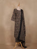 Black Paisley Printed Cotton Straight Cut Salwar Suit with Printed Dupatta