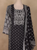 Black Paisley Printed Crepe Salwar Suit with Dupatta