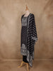 Black Paisley Printed Crepe Salwar Suit with Dupatta