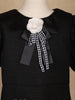 Black Puff Sleeve Textured Cotton Frock For Kids