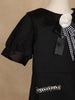 Black Puff Sleeve Textured Cotton Frock For Kids