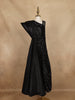 Black Sequin Embellished One-Shoulder Net And Satin Kids Gown With Attached Drape - Diadem