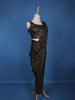 Black Sequin Embellished Pre-Draped Georgette Saree with Sleeveless Blouse - Diadem