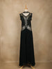 Black Sequin Embroidered Design Chiffon Palazzo Suit