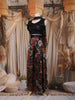 Black Sequin Embroidered Design Crepe Palazzo Suit