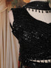 Black Sequin Embroidered Design Crepe Palazzo Suit