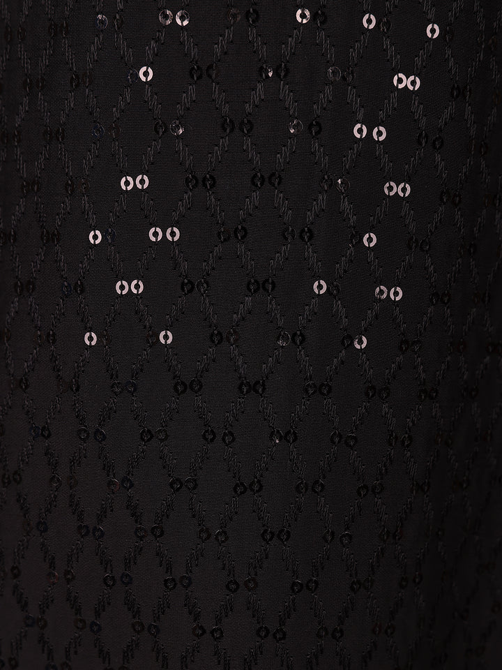Black Sequins Design Cotton Kurta - Diadem