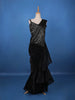 Black Sequins Embellished Satin Ready To Wear Saree - Diadem