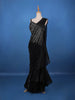 Black Sequins Embellished Satin Ready To Wear Saree - Diadem