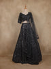 Black Sequins Embroidered Design Net Lehenga
