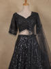 Black Sequins Embroidered Design Net Lehenga