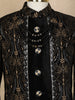 Black Sequins Embroidered Kids Velvet Sherwani Set with White Pants
