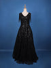 Black Sequins Embroidered Net Gown - Diadem